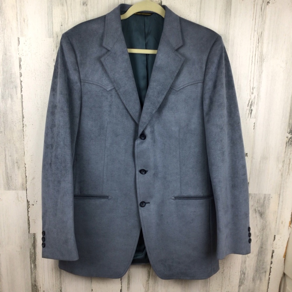 Kingsridge Imperial VTG Faux Suede Western Sportscoat Jacket Light blue or gray